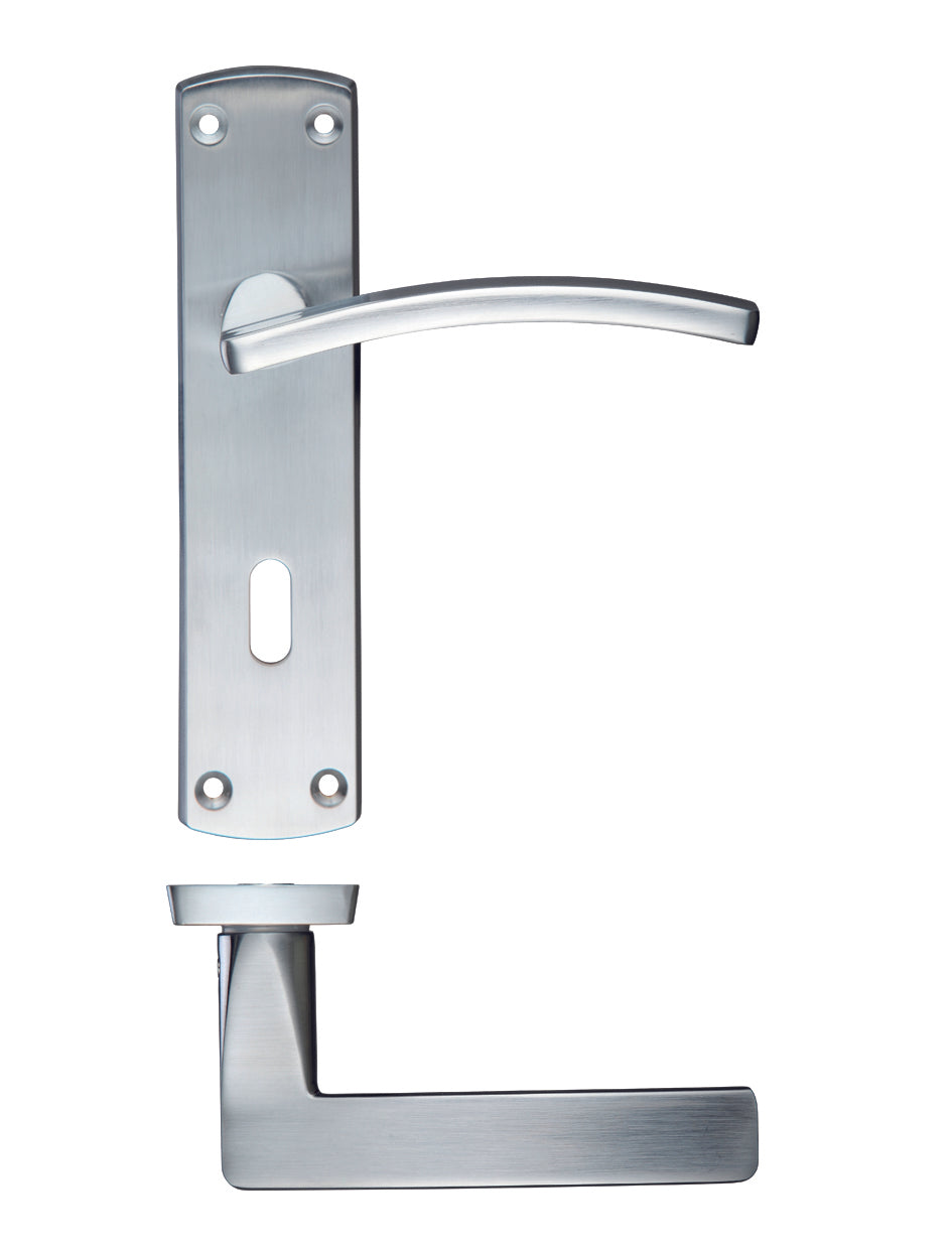 Toledo Lock on Backplate Satin Chrome