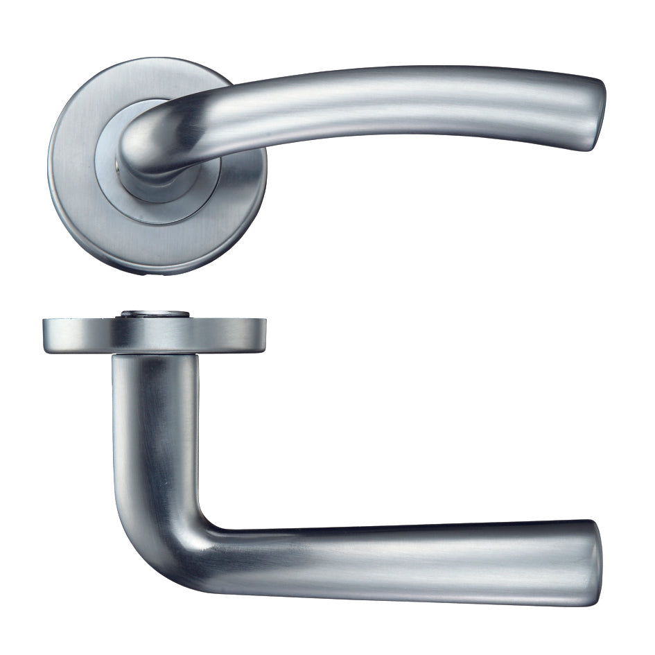 Seville Satin Chrome Door Handles on Rose
