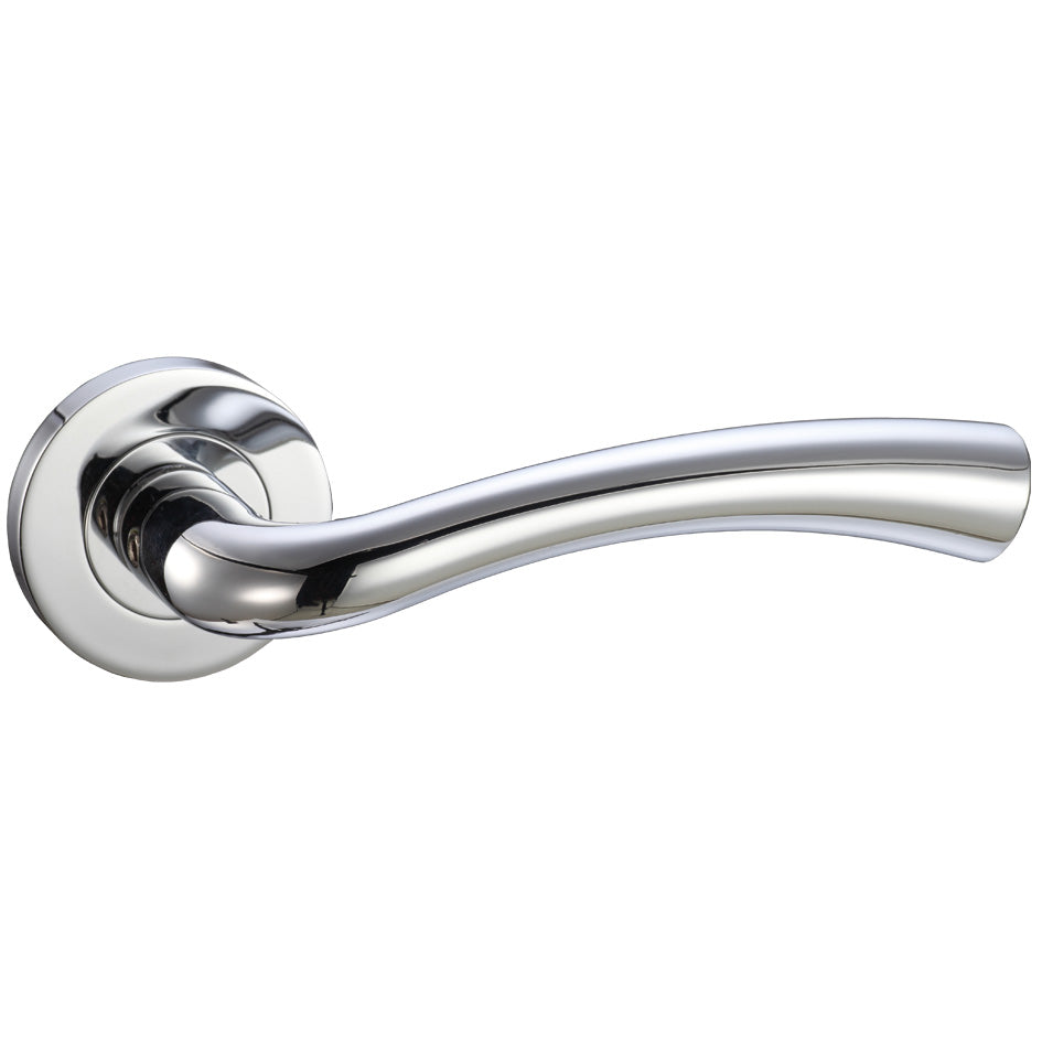 Florence Door Handle on Rose Polished Chrome