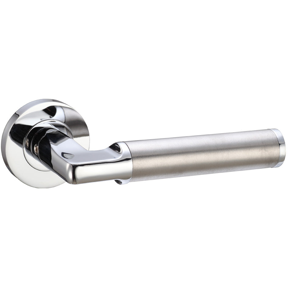 Milan Door Handle on Rose Polished Chrome Satin Stainless