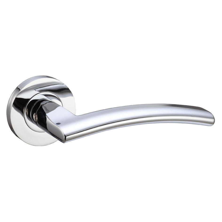 Amalfi Door Handle on Rose Polished Chrome