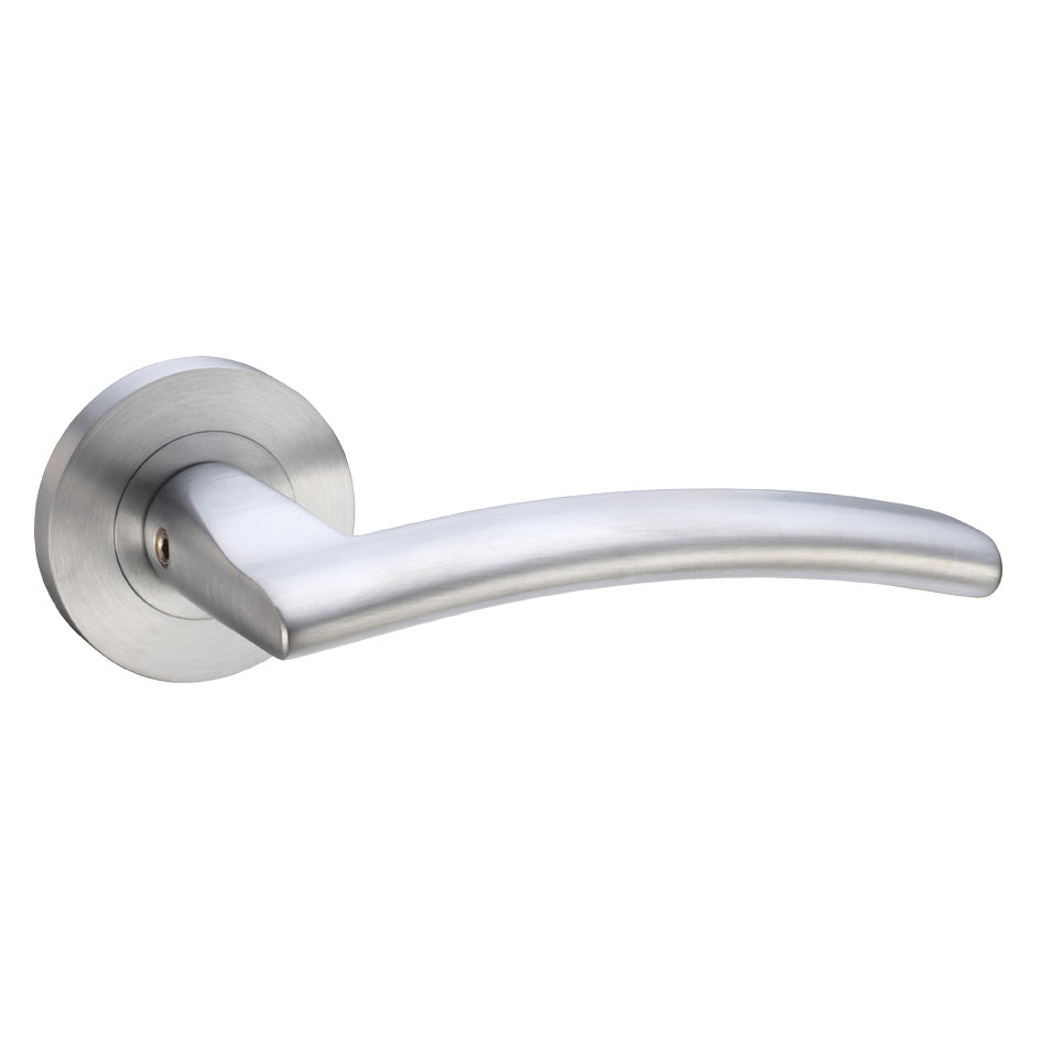 Amalfi Door Handle on Rose Satin Chrome