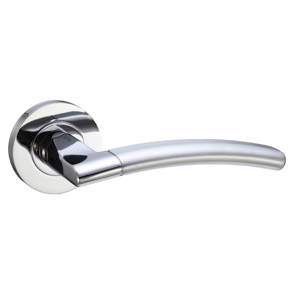 Amalfi Door Handle on Rose Polished/Satin Chrome