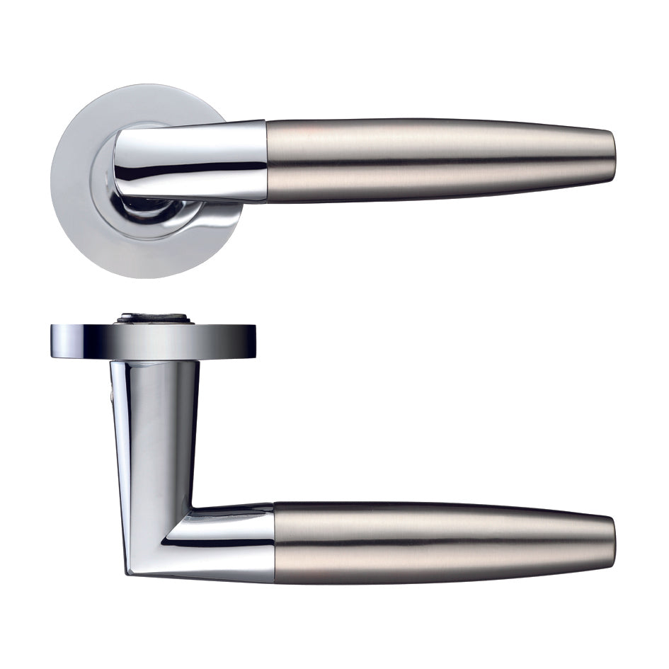 Atlanta Door Handle on Rose Polished Chrome/Satin NIckel