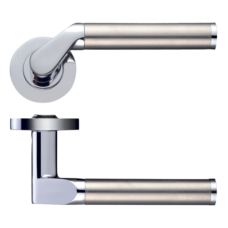 Venus Door Handle on Rose Polished Chrome/Satin Stainless