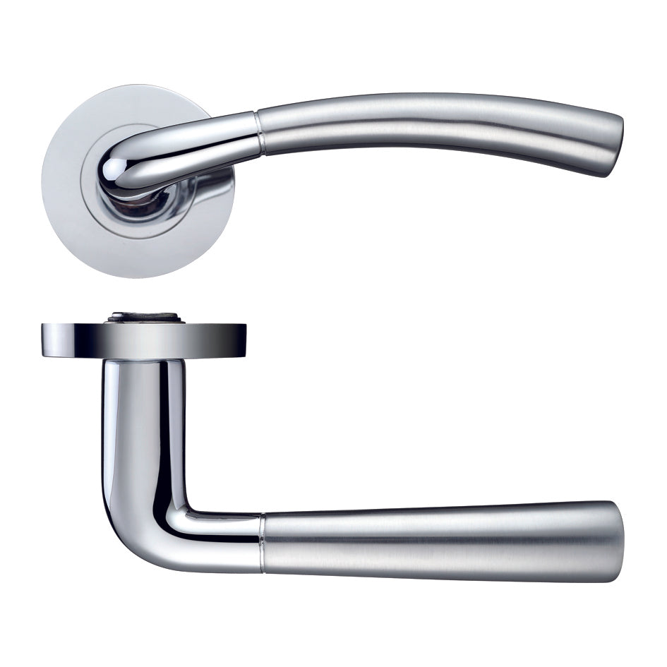 Saturn Door Handle on Rose Polished/Satin Chrome