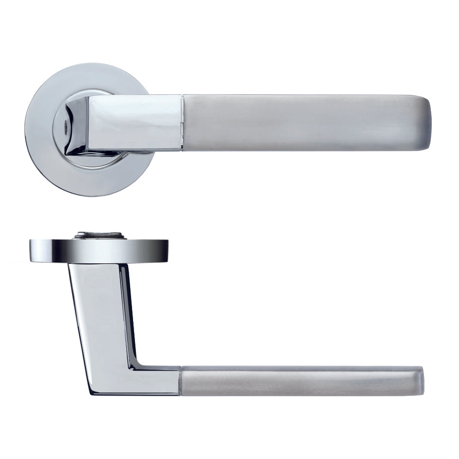 Minerva Door Handle on Rose Polished/Satin Chrome
