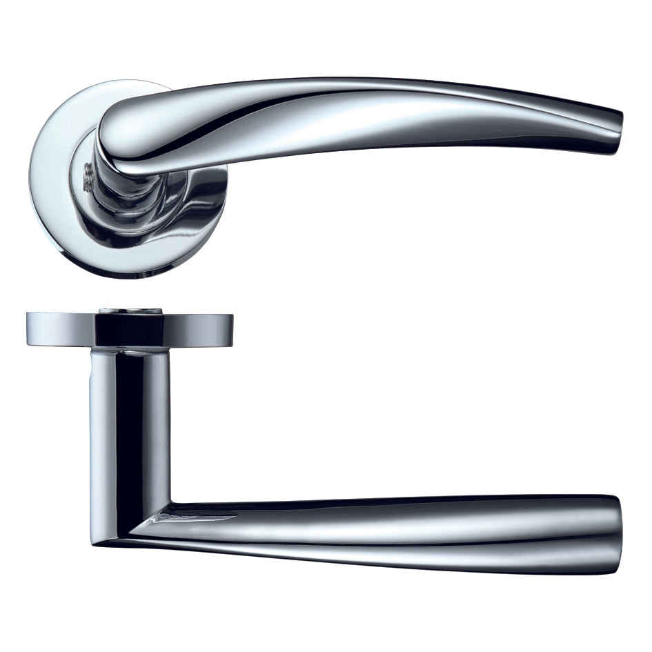 Vesta Door Handle on Rose Polished Chrome