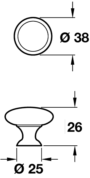 Oxford Brushed Copper Cabinet Door Knob - 38mm