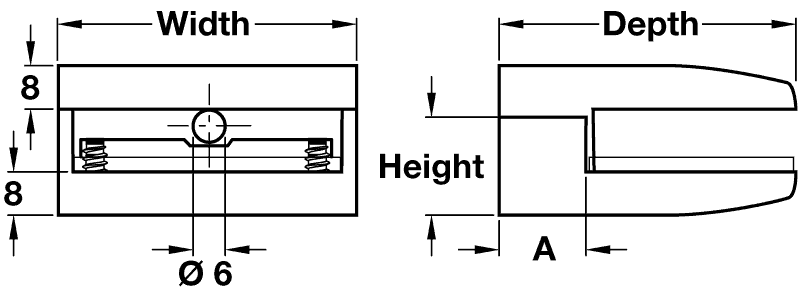 2 x Glass Shelf Support Brackets, Polished Chrome, 8 - 10mm