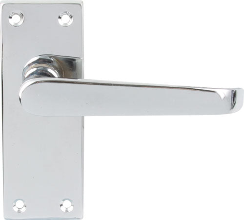 Polished Chrome Victorian Door Handles - Latch Backplate