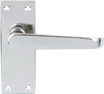Polished Chrome Victorian Door Handles - Latch Backplate