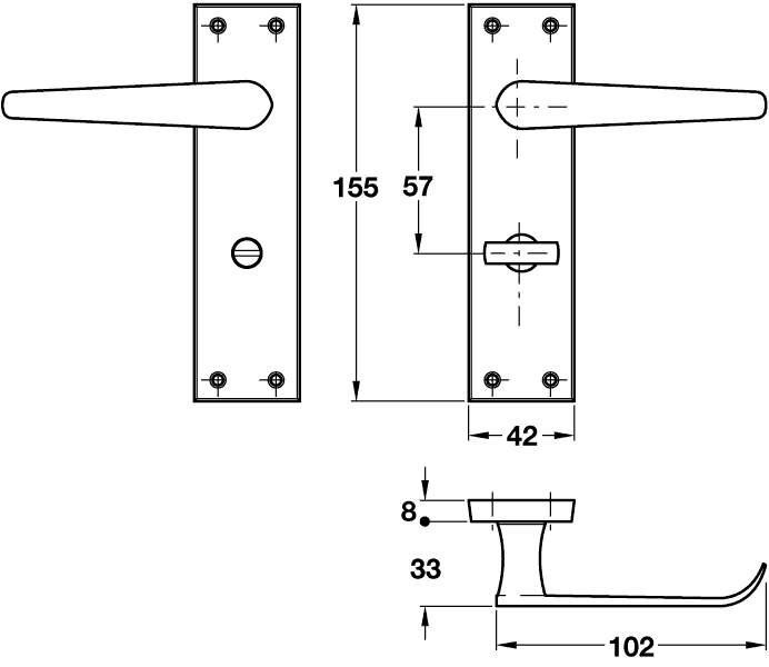Polished Chrome Victorian Door Handles - Bathroom Lock Backplate