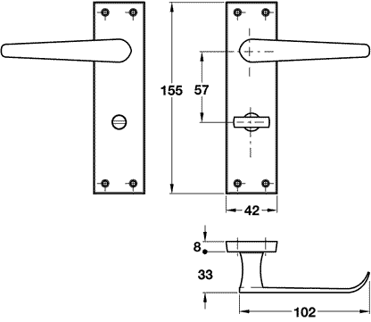 Polished Chrome Victorian Door Handles - Bathroom Lock Backplate