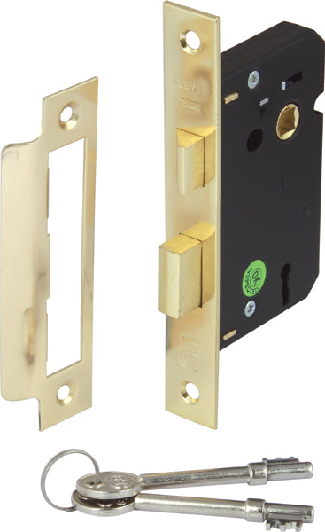 Brass Finish Mortice 3 Lever Sashlock - 45mm Backset