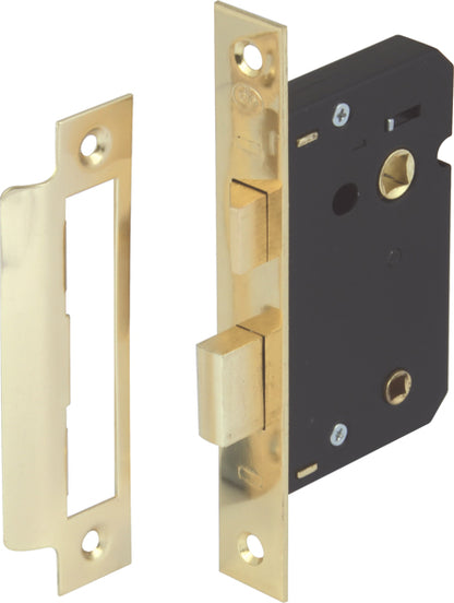 Brass Finish Bathroom Mortice Lock - 44mm Backset