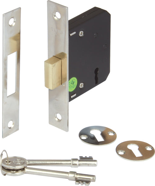 Nickel Finish Mortice 3 Lever Deadlock - 45mm Backset
