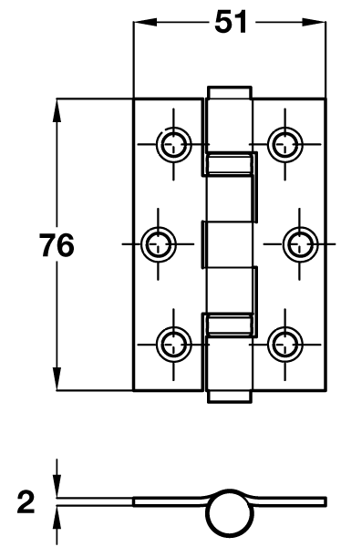 Ball Bearing Door Hinges - Satin Stainless Steel - 76 x 51 x 2mm