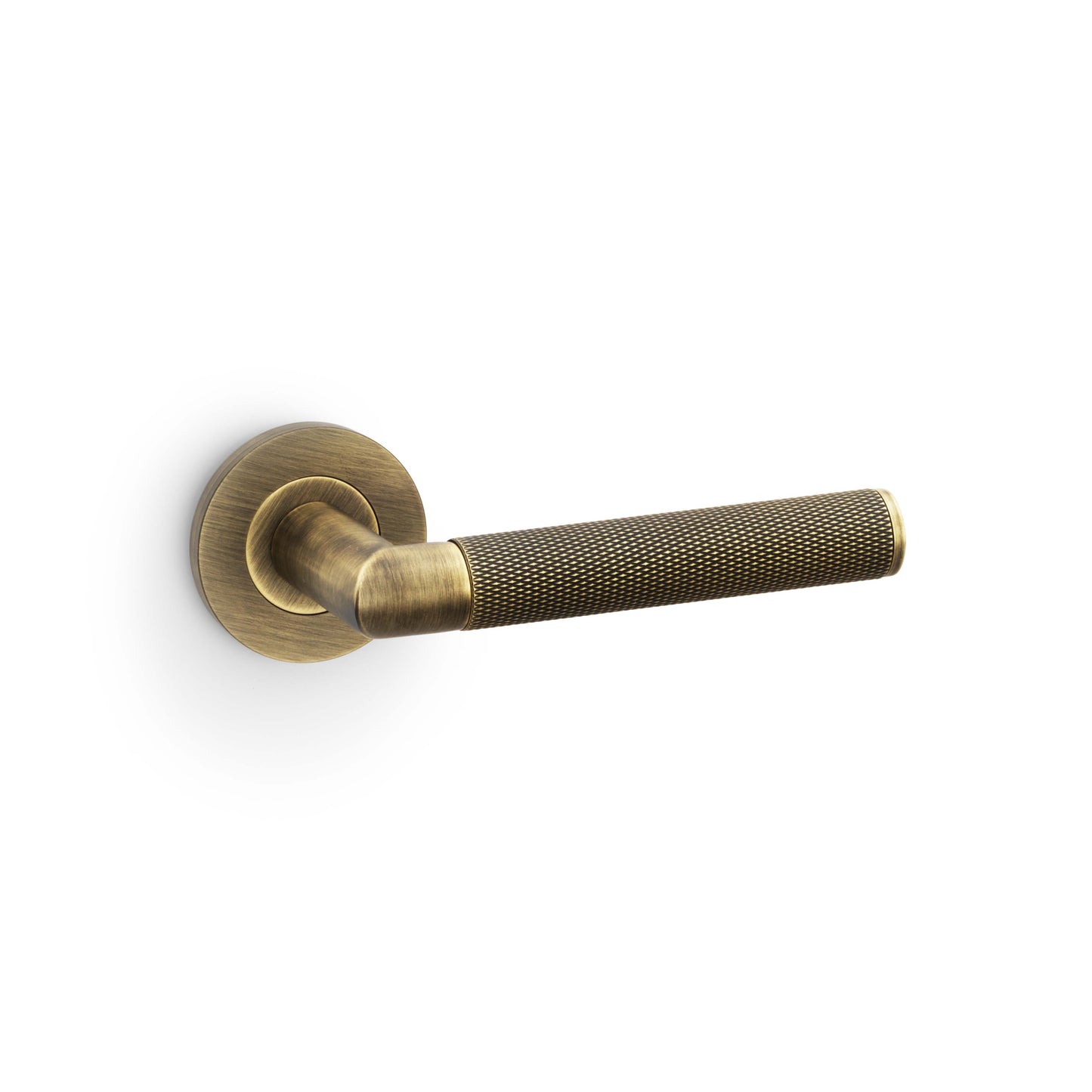 Harrier Knurled Door Handles On Round Rose