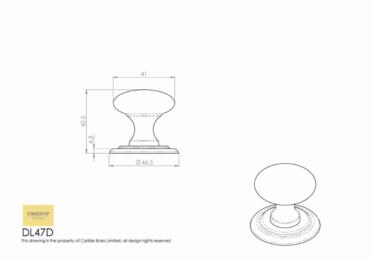 Polished Chrome Victorian Cabinet Knob - 41mm