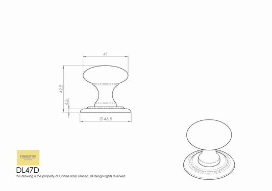 Polished Chrome Victorian Cabinet Knob - 41mm
