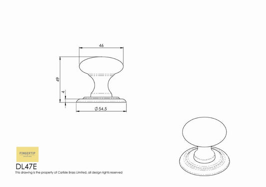 Polished Chrome Victorian Cabinet Knob - 46mm