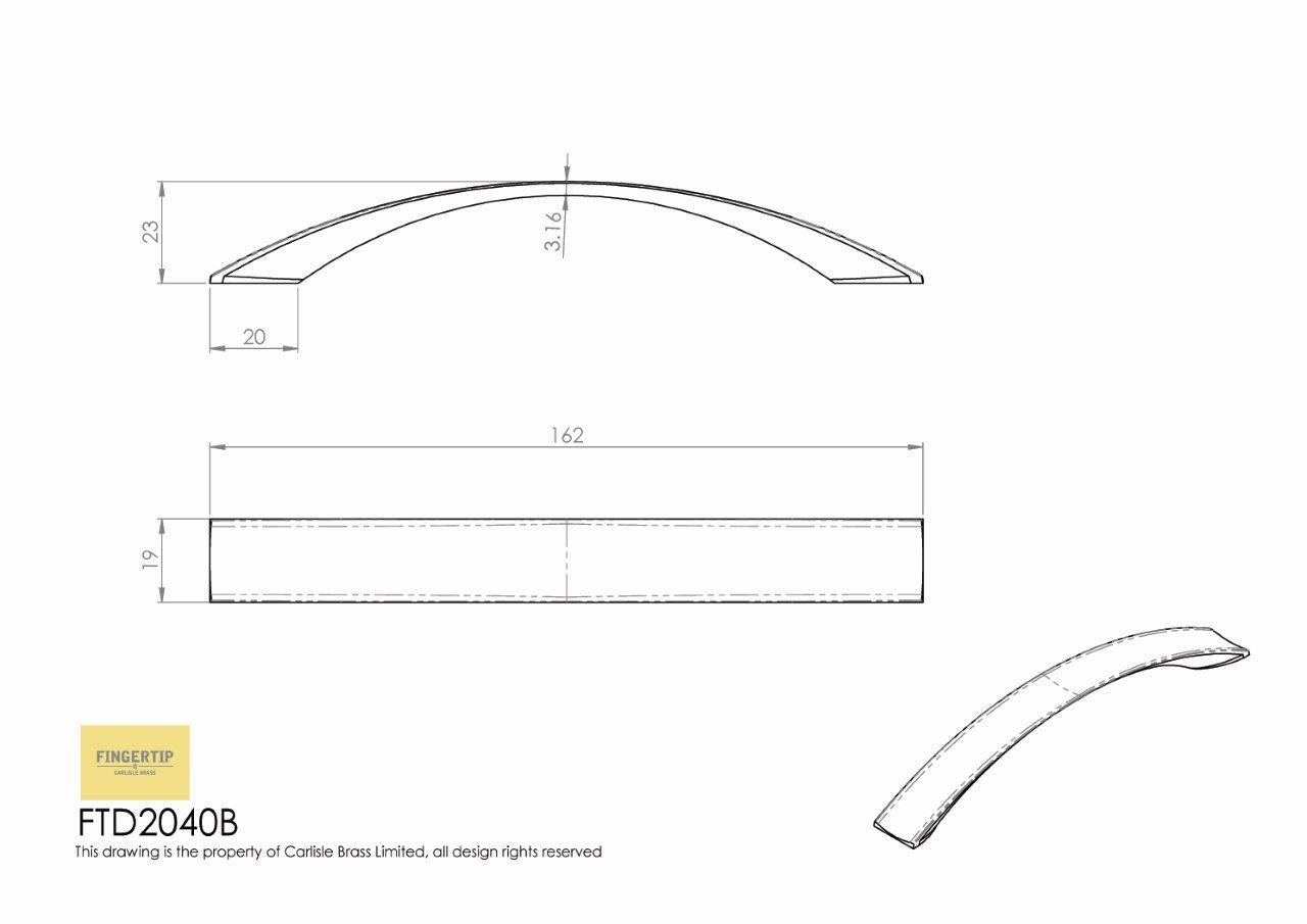 Concave Bow Handle - Polished Chrome - 160mm Centres