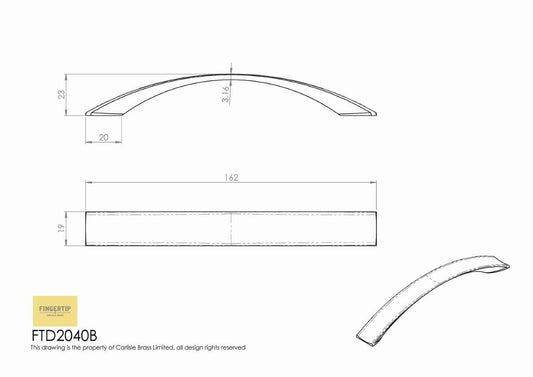 Concave Bow Handle - Polished Chrome - 160mm Centres