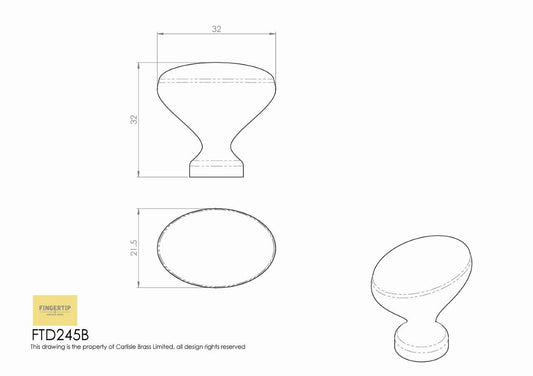 Oval Pattern Cupboard Knob - 32mm - 22mm - Satin Nickel