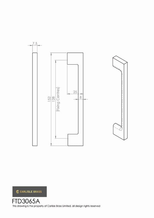 Polished Chrome Slim Cabinet Bar Handle - 128mm Centres
