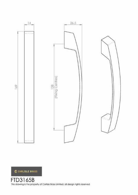 Satin Nickel Bow Cabinet Handle - 128mm Centres
