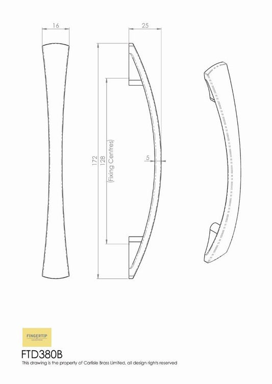 Satin Nickel Waisted Bow Cabinet Handle - 128mm Centres
