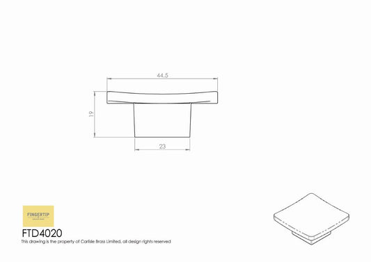 Satin Nickel Square Cabinet Knob - 44mm