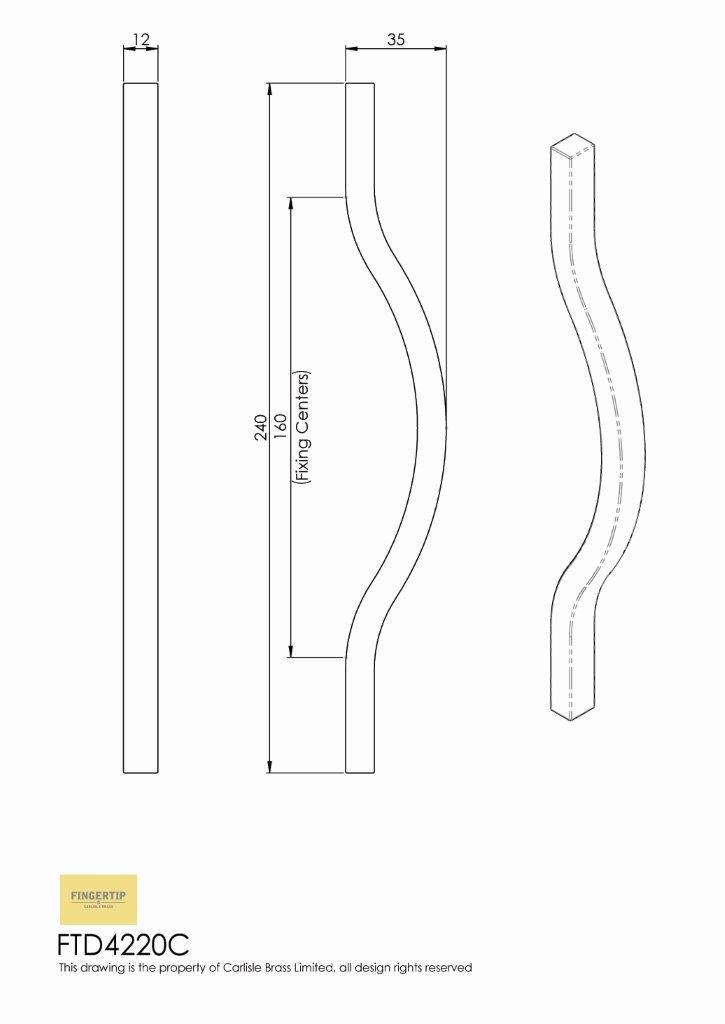 Ovenco Polished Chrome Cabinet Handle | 160mm Centres