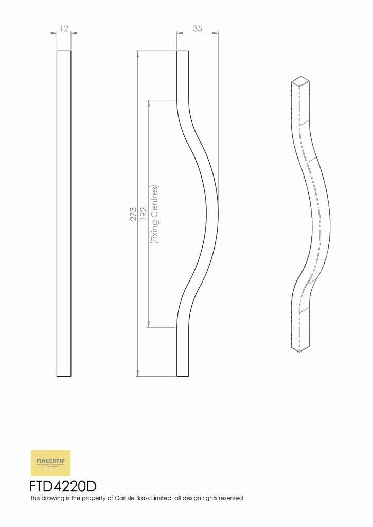 Ovenco Polished Chrome Cabinet Handle | 192mm Centres