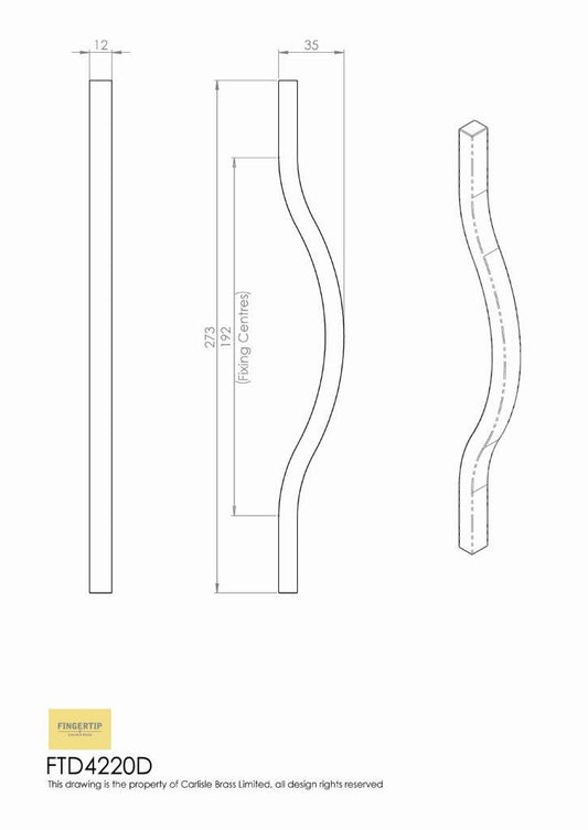 Ovenco Polished Chrome Cabinet Handle | 192mm Centres