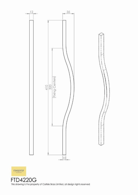Ovenco Polished Chrome Cabinet Handle | 320mm Centres