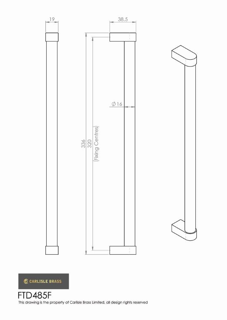 Bauhaus Bar Handle - 320mm Centres