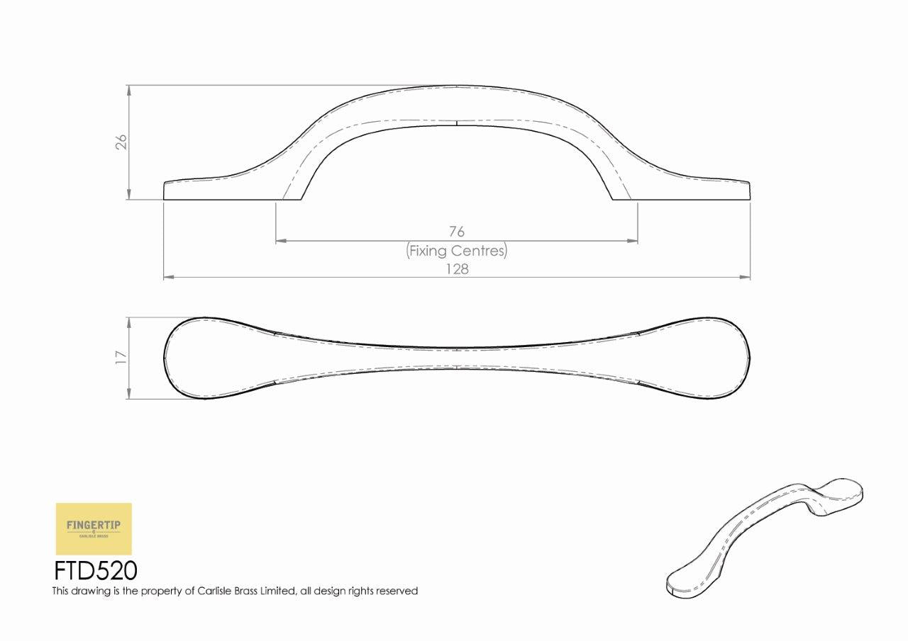 Polished Chrome Shaker Style Cabinet Handle - 76mm Centres
