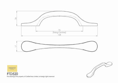 Polished Chrome Shaker Style Cabinet Handle - 76mm Centres