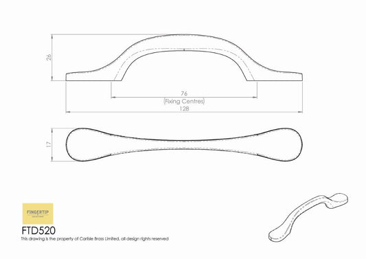 Polished Chrome Shaker Style Cabinet Handle - 76mm Centres