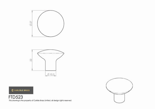 Disc Knob 27mm - Satin Nickel