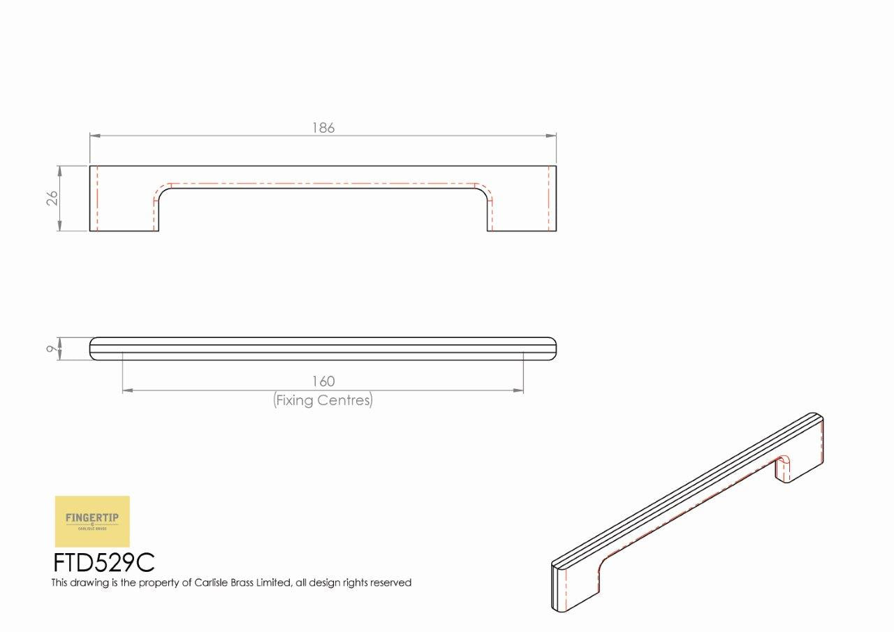 Harris Satin Chrome Cabinet Handle - 160mm Centres