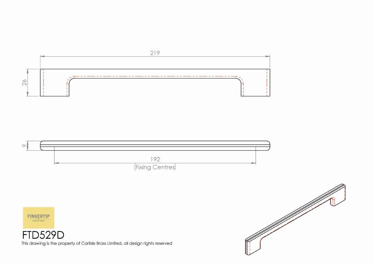 Harris Satin Chrome Cabinet Handle - 192mm Centres
