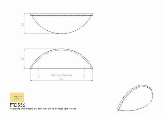 Satin Nickel Contemporary Cup Handle | 64mm Centres