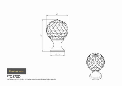 Clear Faceted Knob 40mm - Clear Translucent Brass