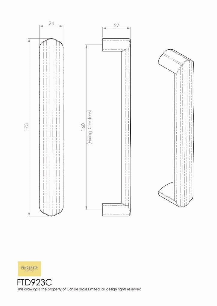 Cadurci Satin Nickel Rippled Cabinet Handle - 160mm Centres