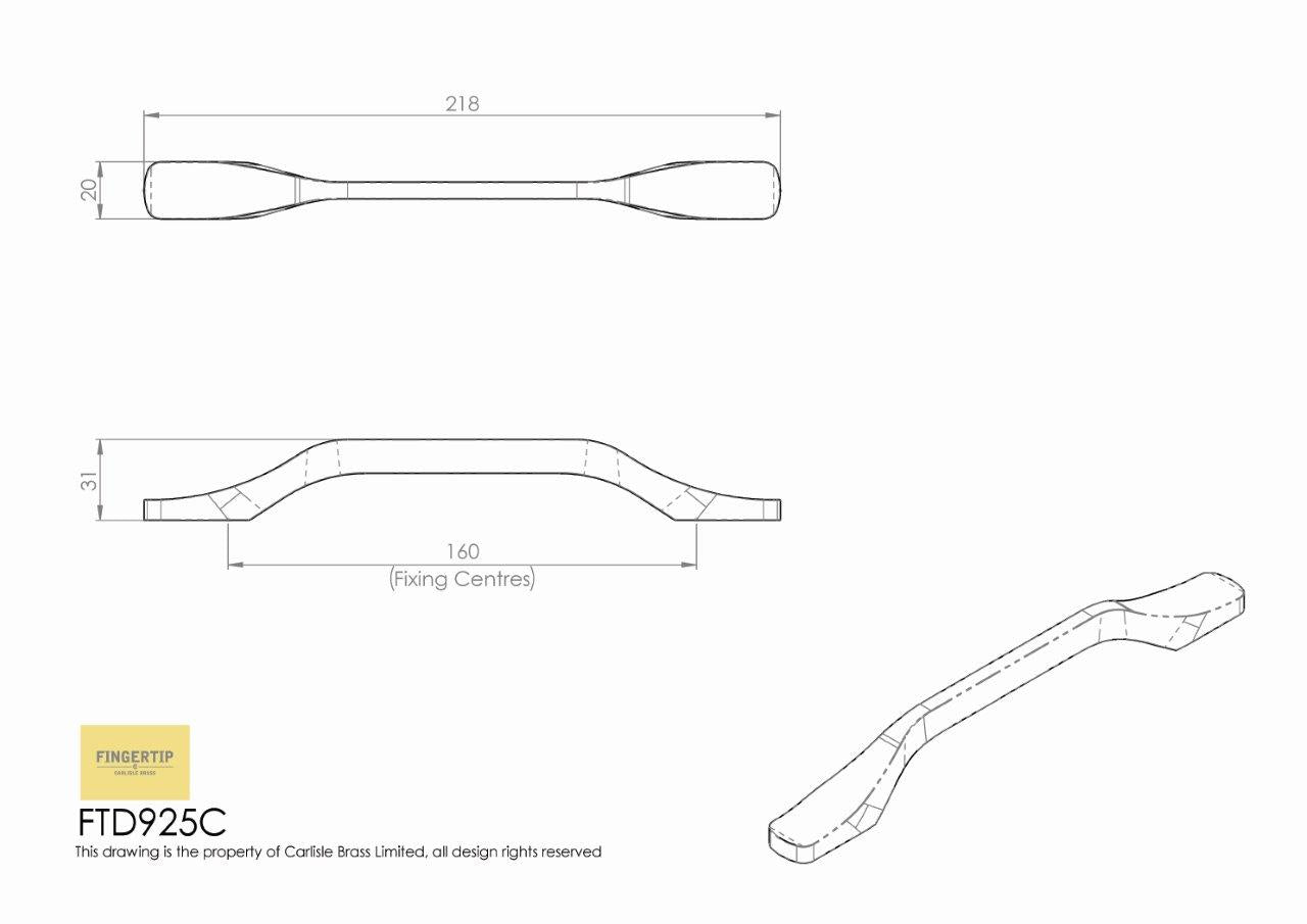 Leuci Cabinet Handle - Satin Nickel - 160mm Centres