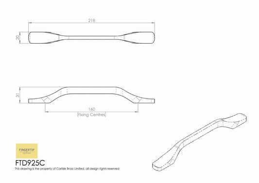 Leuci Cabinet Handle - Satin Nickel - 160mm Centres