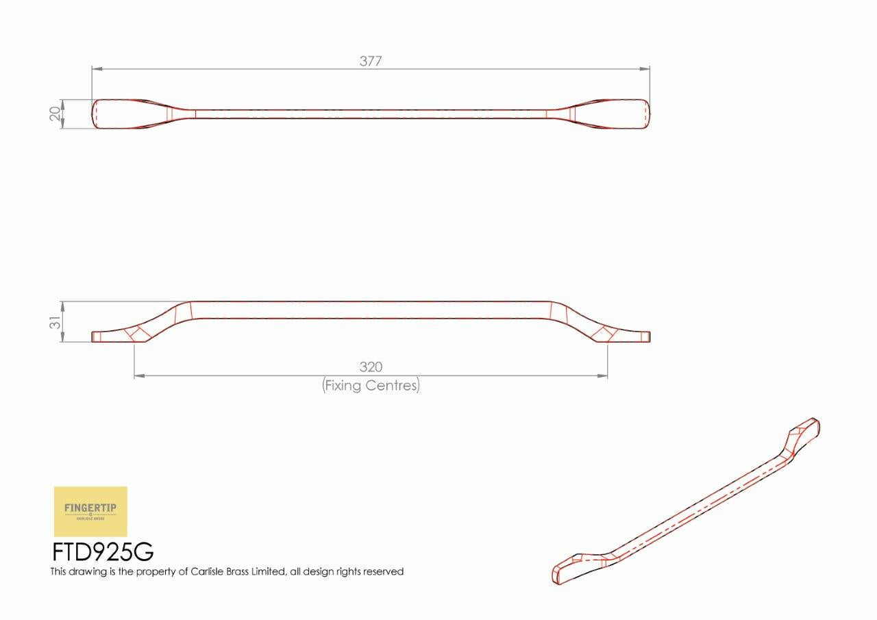 Leuci Cabinet Handle - Satin Nickel - 320mm Centres